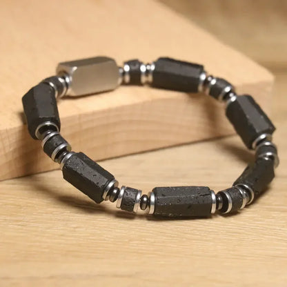 Valentines Gifts For Him Black Tourmaline Beaded Bracelet Adjustable Unisex