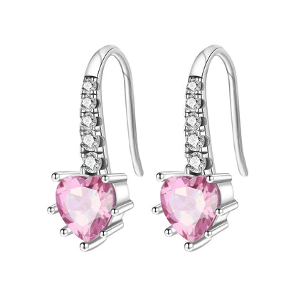 Valentines Gifts For Her 925 Silver Heart Wing Drop Earrings