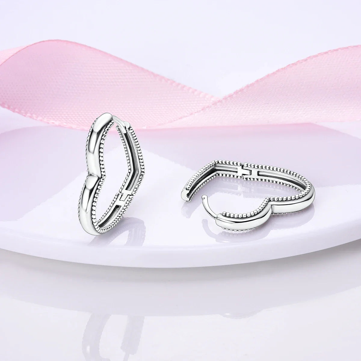Valentines Gifts For Her Silver Plated Heart Hoop Earrings