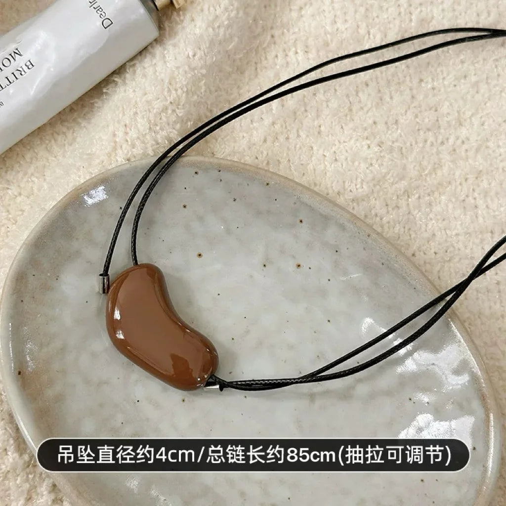 Red Heart Pendant Sweater Chain Necklace Valentine'S Day