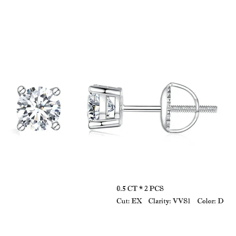 Valentines Gifts For Her Moissanite Stud Earrings 925 Sterling Silver Screwback