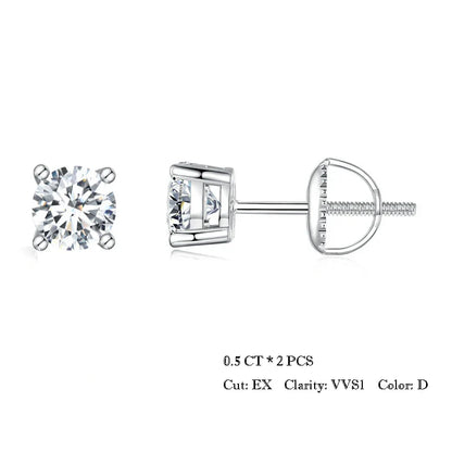 Valentines Gifts For Her Moissanite Stud Earrings 925 Sterling Silver Screwback
