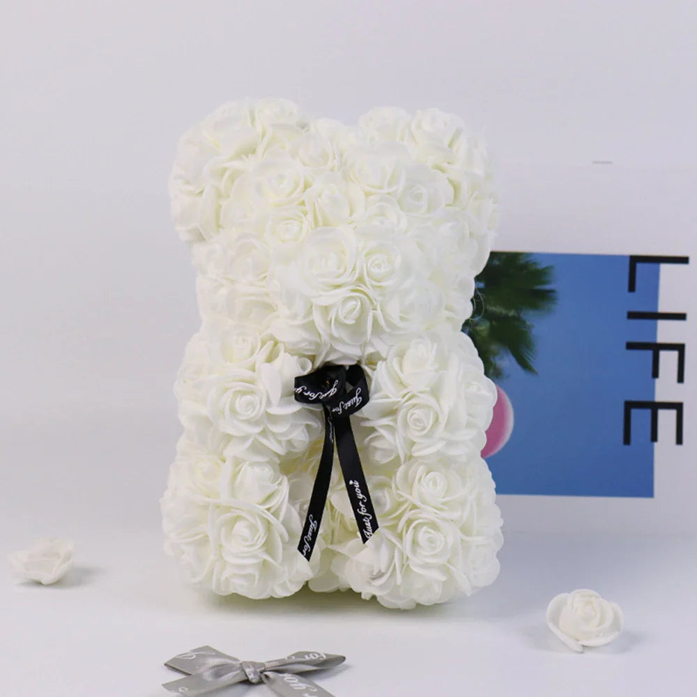 25Cm Artificial Rose Bear Romantic Gift For Anniversary Birthday