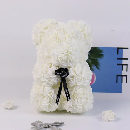 25Cm Artificial Rose Bear Romantic Gift For Anniversary Birthday
