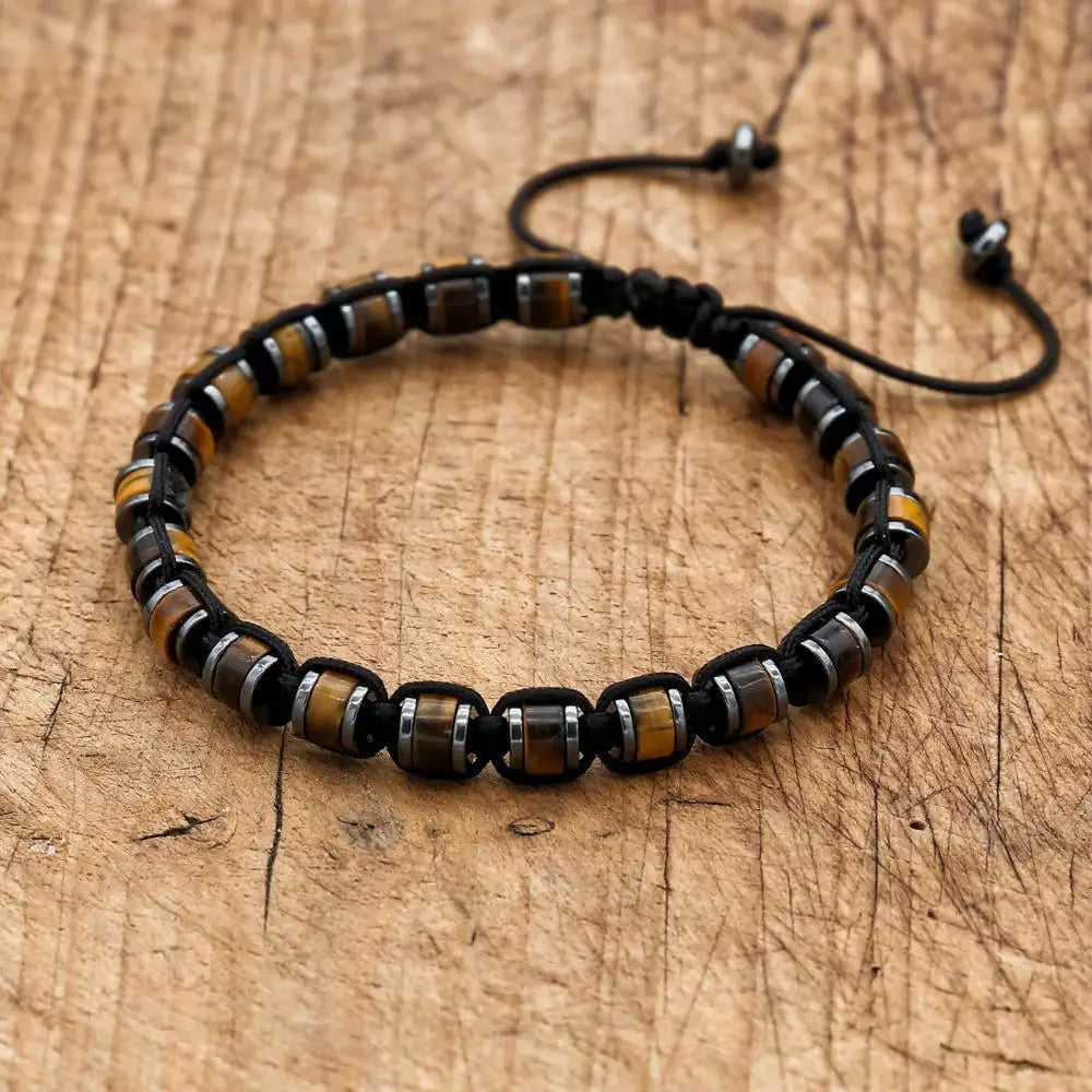 Valentines Gifts For Him Tiger Eye Hematite Braided Adjustable Bracelet