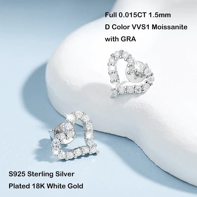 Valentines Gifts For Her Moissanite Stud Earrings 925 Sterling Silver