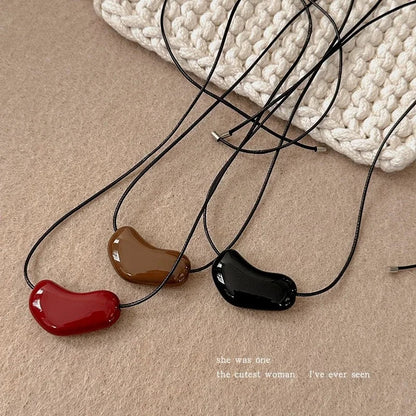 Red Heart Pendant Sweater Chain Necklace Valentine'S Day