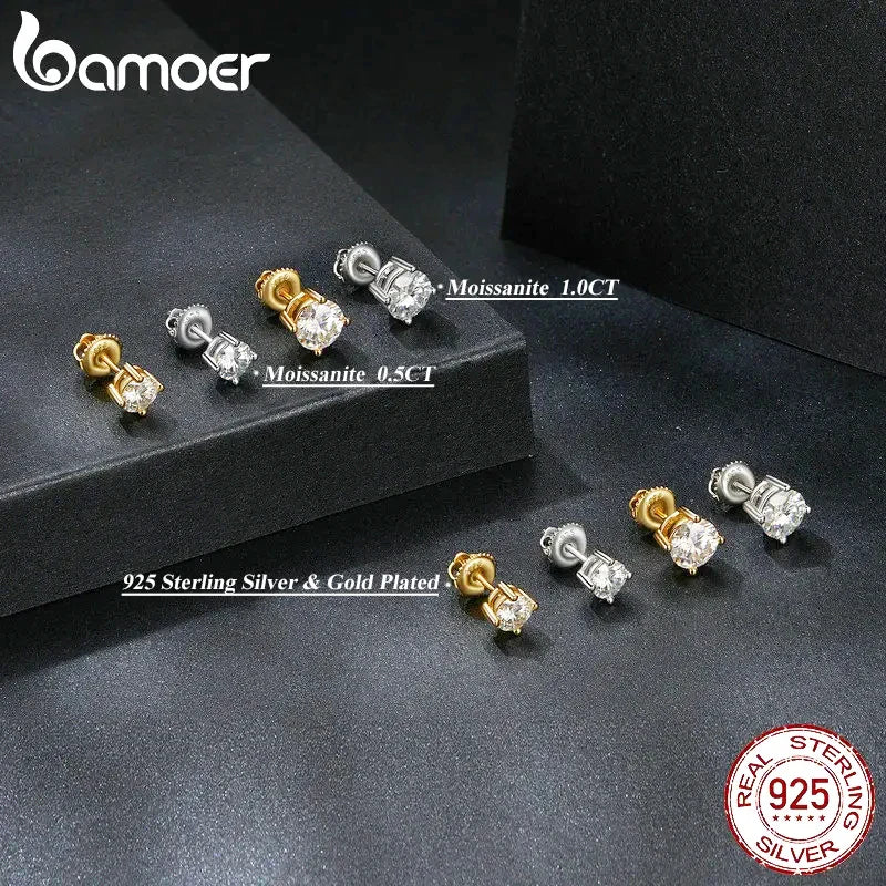 Valentines Gifts For Her Moissanite Stud Earrings 925 Sterling Silver Screwback