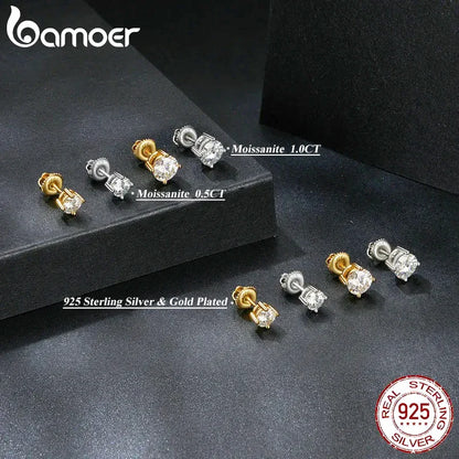 Valentines Gifts For Her Moissanite Stud Earrings 925 Sterling Silver Screwback