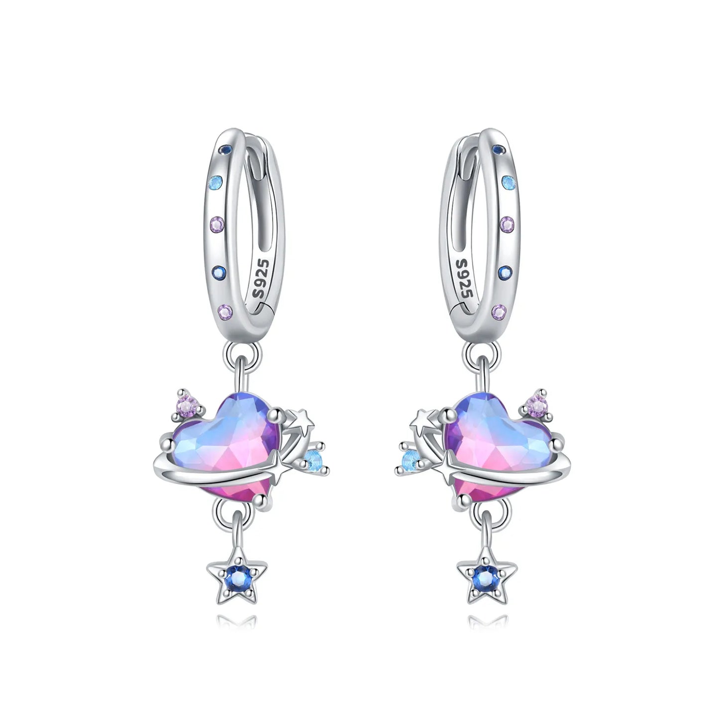 Valentines Gifts For Her 925 Sterling Silver Heart Drop Earrings