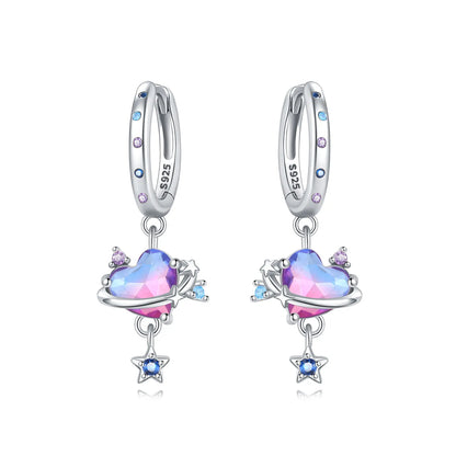 Valentines Gifts For Her 925 Sterling Silver Heart Drop Earrings