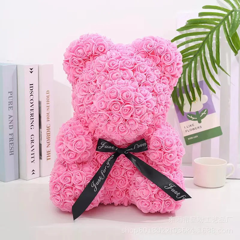 25Cm Rose Bear Romantic Pe Foam Flower Gift