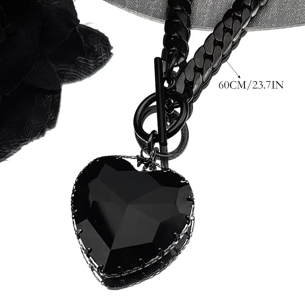 Goth Punk Heart Pendant Choker Necklace Valentine'S Day