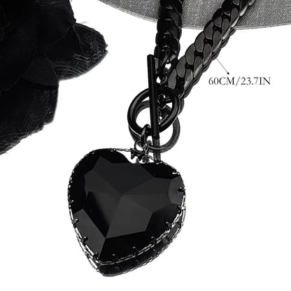 Goth Punk Heart Pendant Choker Necklace Valentine'S Day