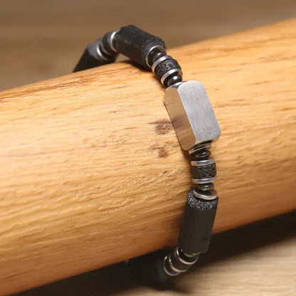 Valentines Gifts For Him Black Tourmaline Beaded Bracelet Adjustable Unisex