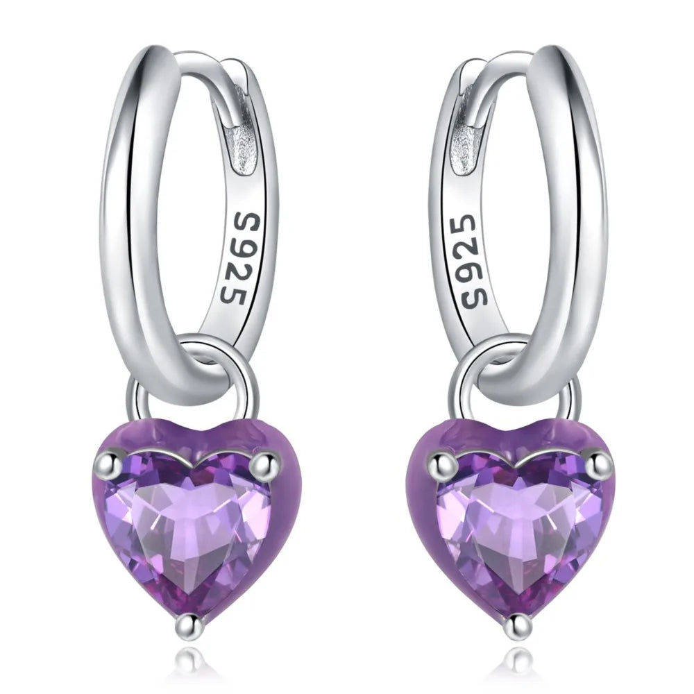 Valentines Gifts For Her 925 Sterling Silver Heart Drop Earrings