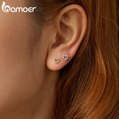 Valentines Gifts For Her 925 Sterling Silver Heart Cz Stud Earrings