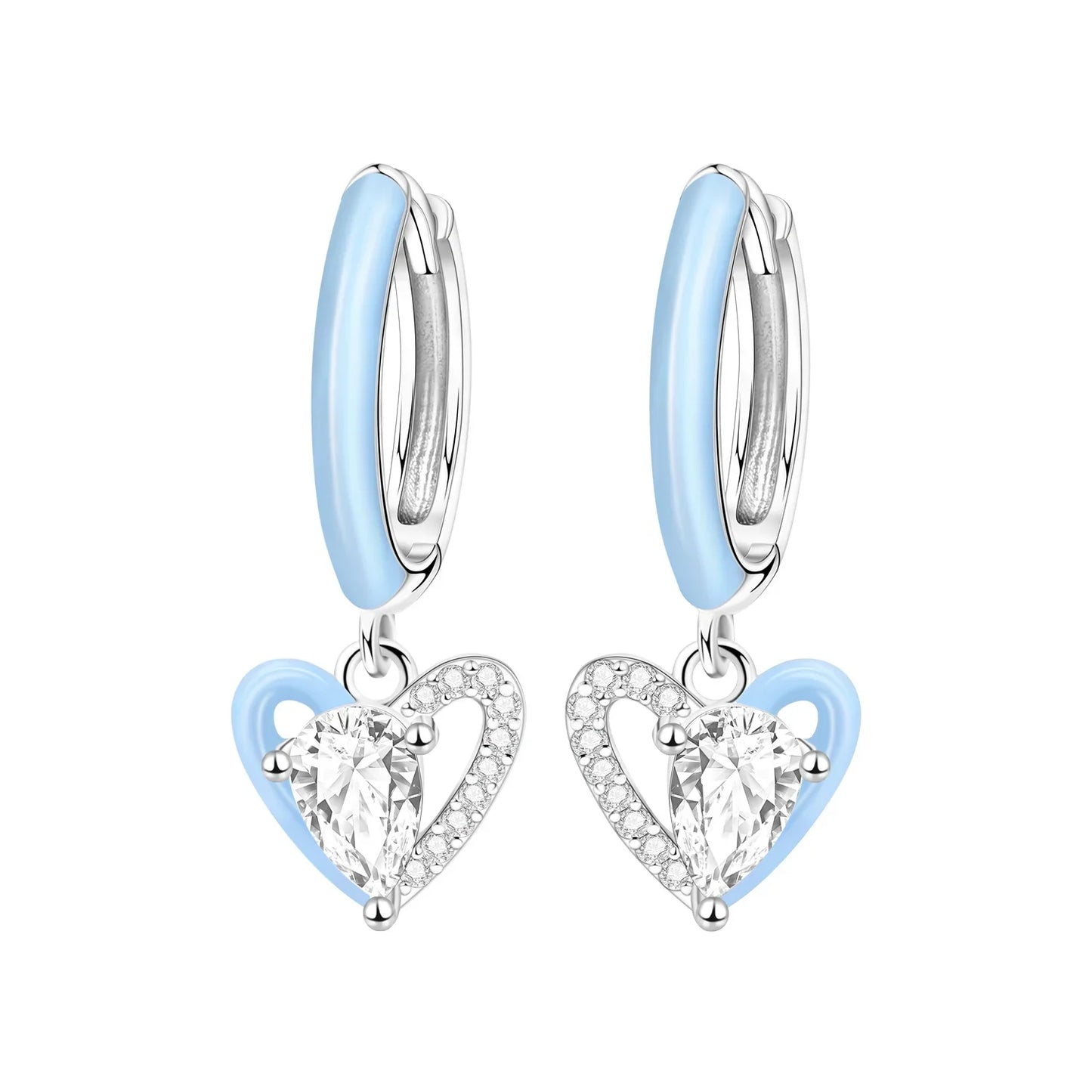 Valentines Gifts For Her 925 Sterling Silver Heart Drop Earrings