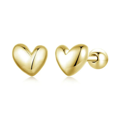 Valentines Gifts For Her 925 Sterling Silver Gold Heart Stud Earrings