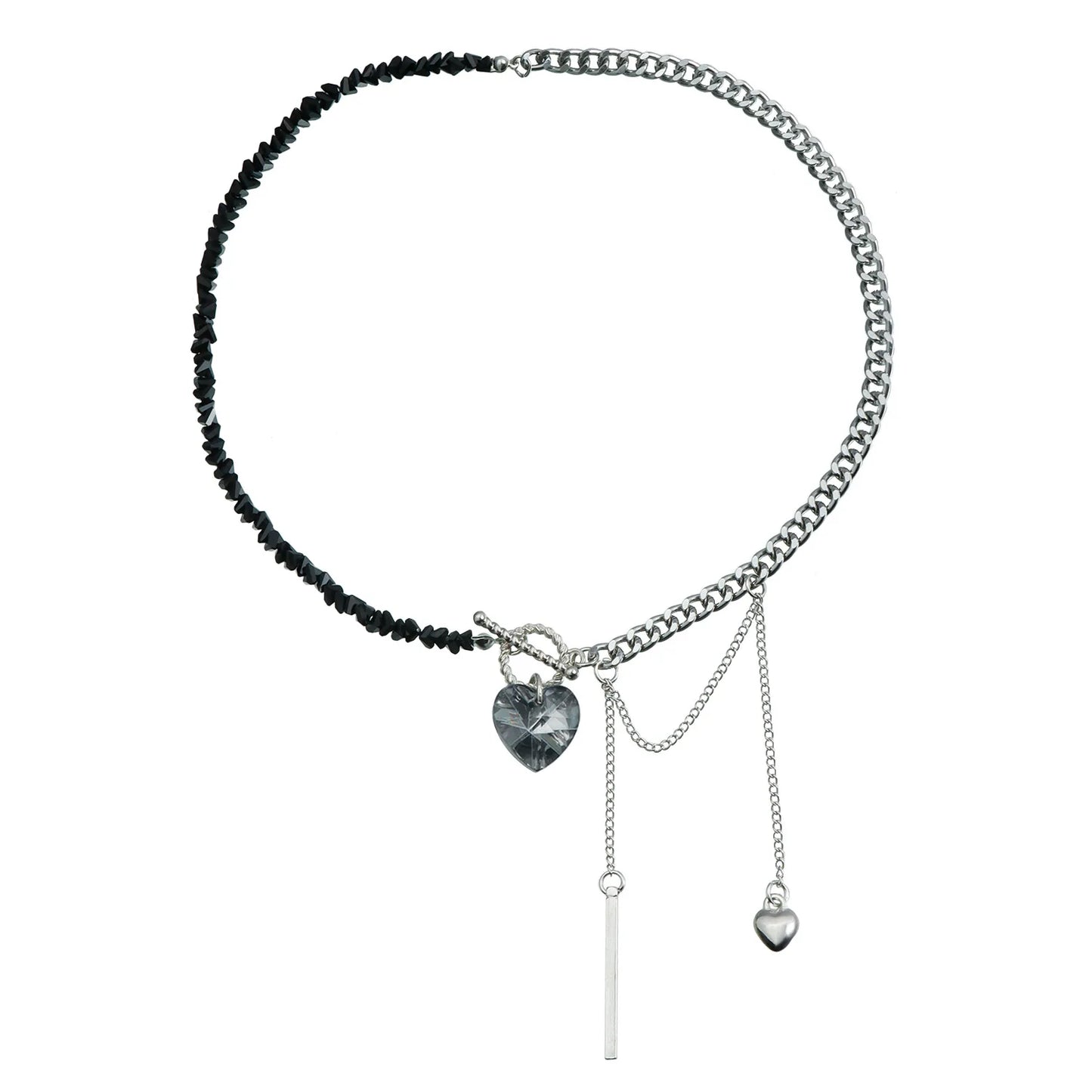 Glass Heart Bead Collarbone Chain Necklace Valentine'S Day