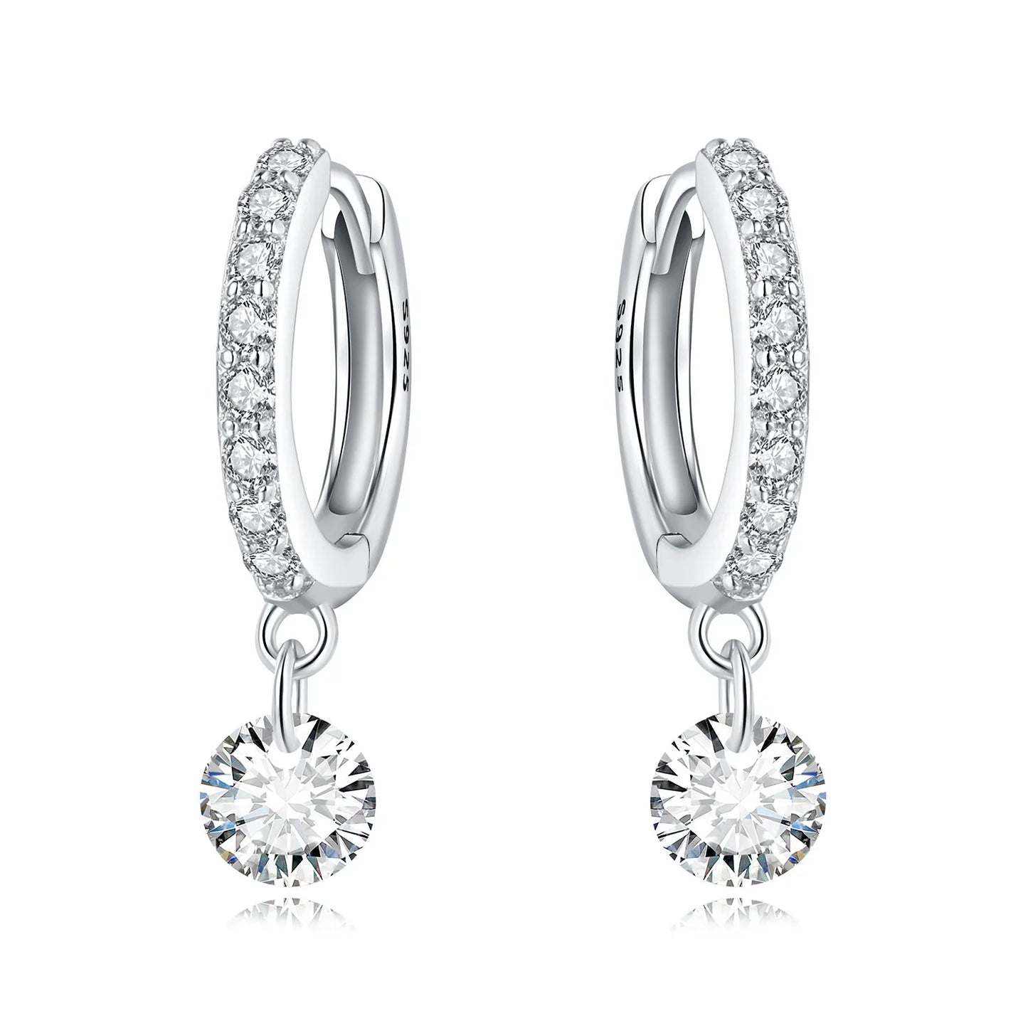 Valentines Gifts For Her S925 Silver Heart Drop Earrings Zircon