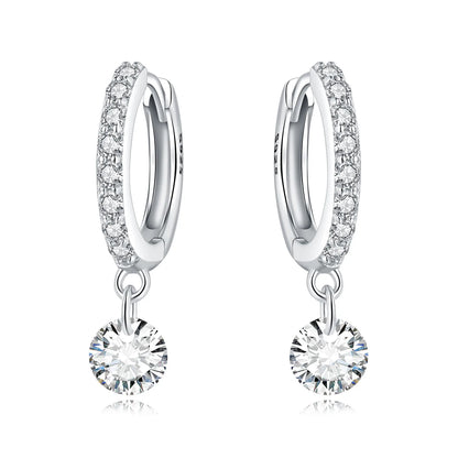 Valentines Gifts For Her S925 Silver Heart Drop Earrings Zircon