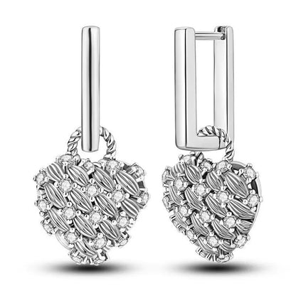 Valentines Gifts For Her 925 Sterling Silver Heart Drop Earrings