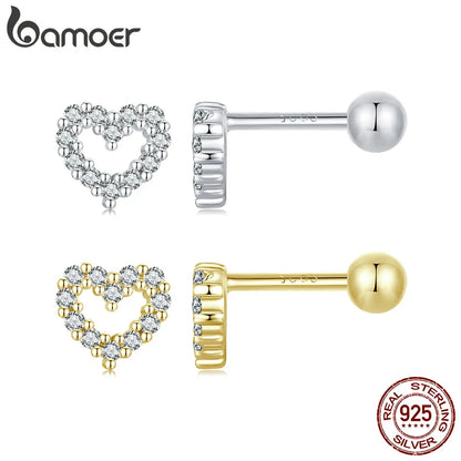 Valentines Gifts For Her 925 Sterling Silver Heart Cz Stud Earrings