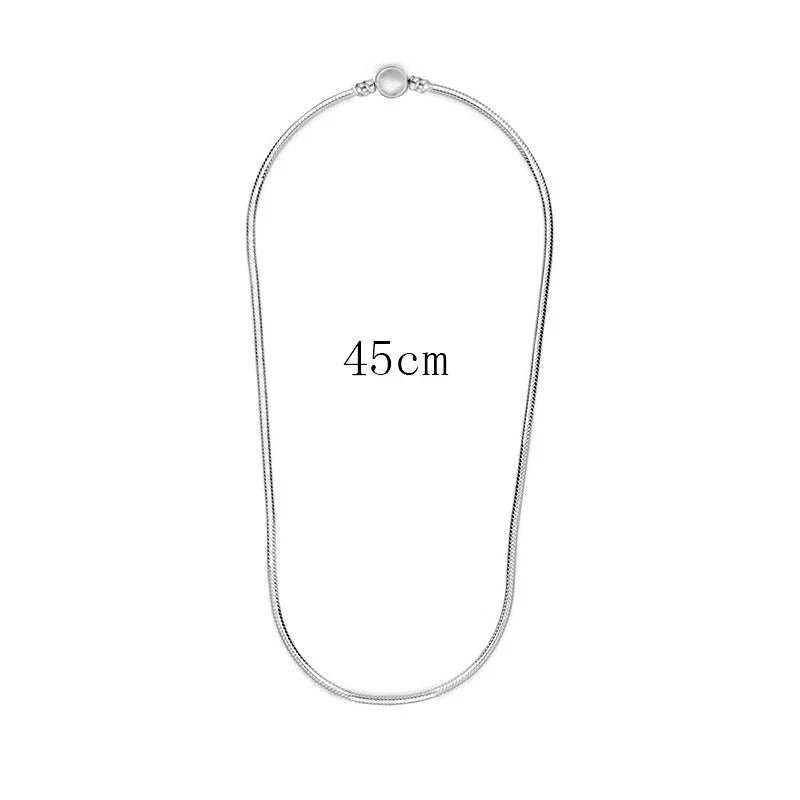 Heart Snake Chain 925 Silver Beads Choker Necklace Valentine'S Day