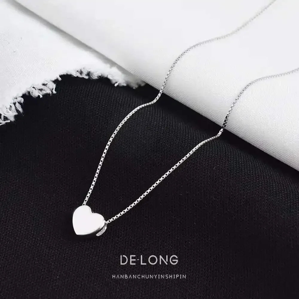925 Sterling Silver Heart Pendant Necklace Valentine'S Day Gift