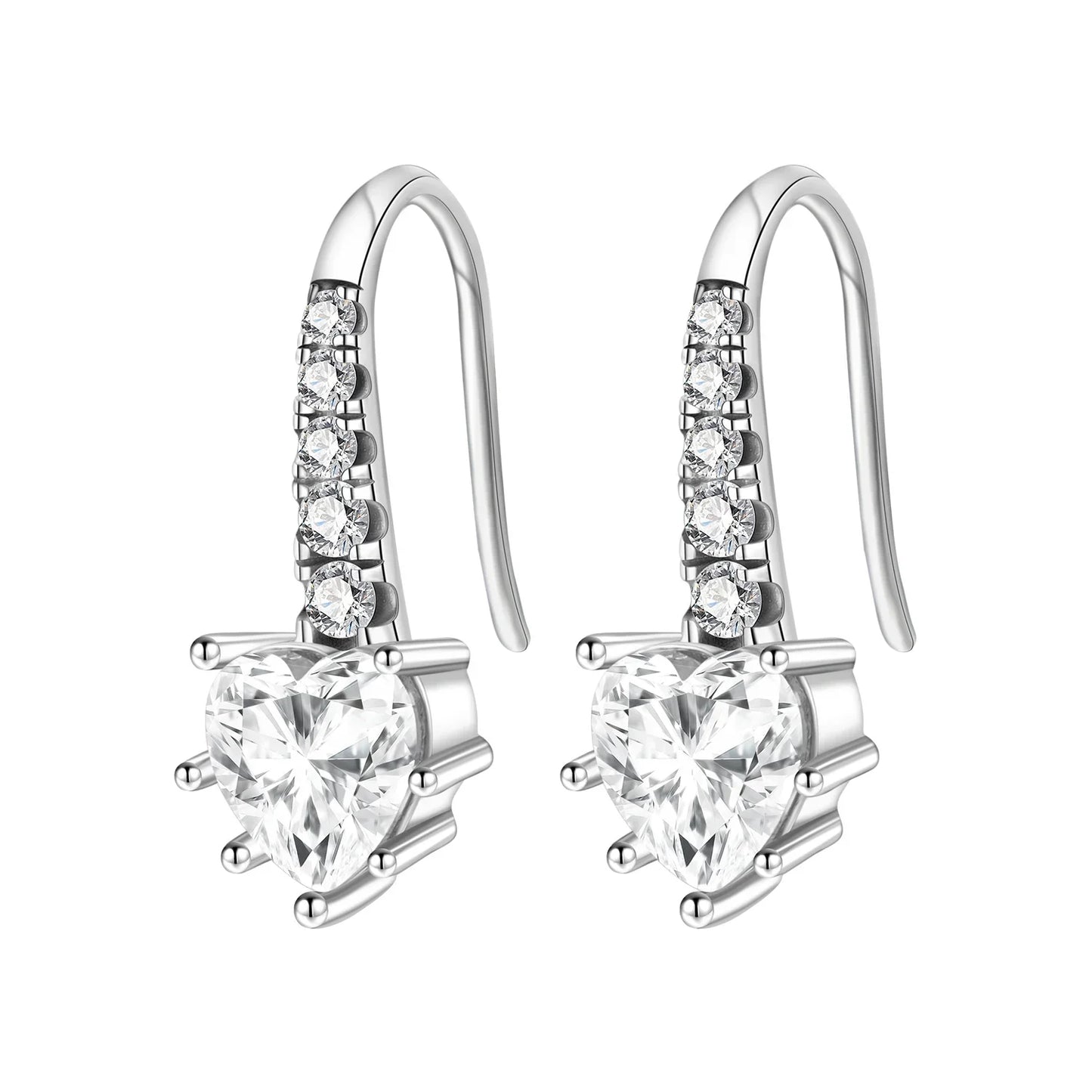 Valentines Gifts For Her 925 Silver Heart Wing Drop Earrings