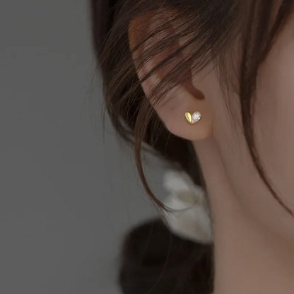 Valentines Gifts For Her 925 Sterling Silver Zircon Heart Stud Earrings