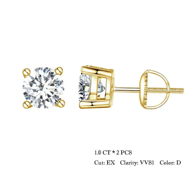 Valentines Gifts For Her Moissanite Stud Earrings 925 Sterling Silver Screwback