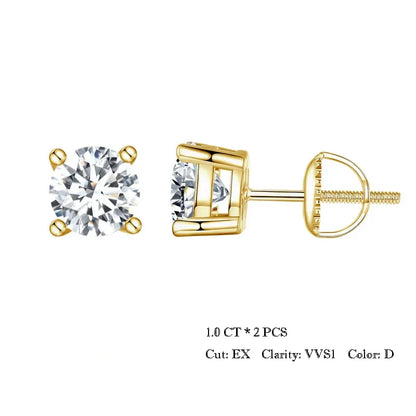 Valentines Gifts For Her Moissanite Stud Earrings 925 Sterling Silver Screwback