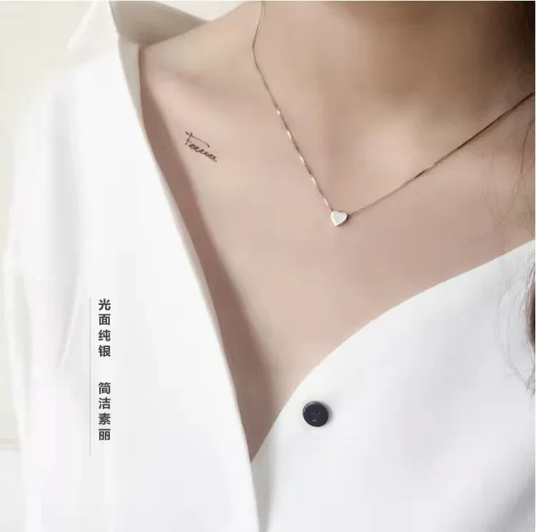 925 Sterling Silver Heart Pendant Necklace Valentine'S Day Gift