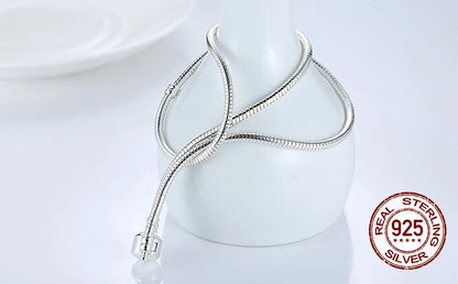 Heart Snake Chain 925 Silver Beads Choker Necklace Valentine'S Day