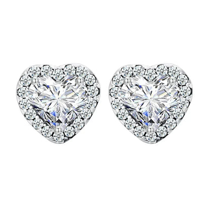 Valentines Gifts For Her Heart Zircon Stud Earrings 925 Silver
