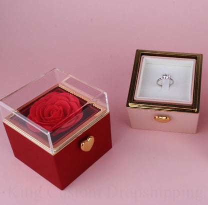 Magic Rose Gift Box Double Heart Name Necklace Valentine'S Day