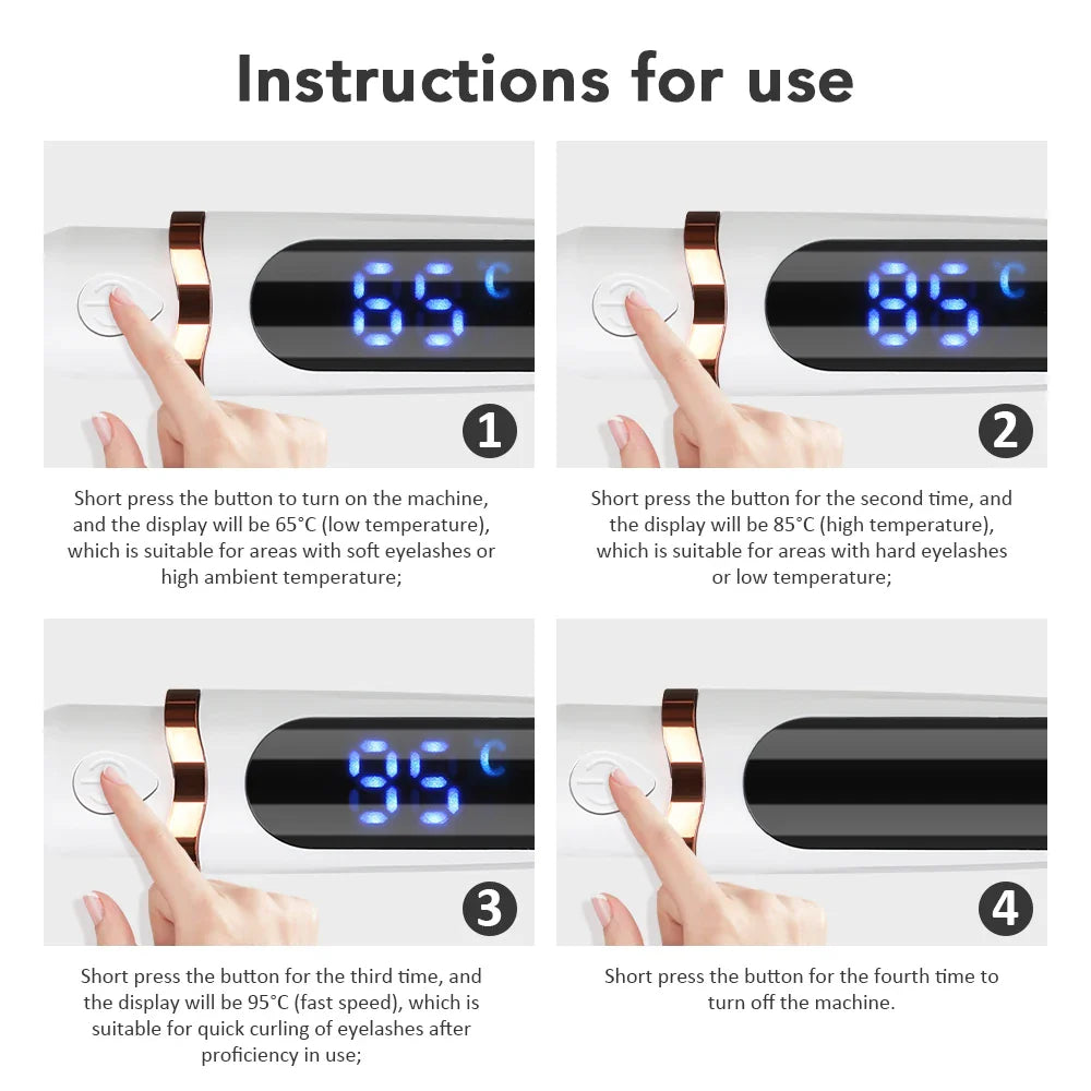 Electric Eyelash Curler Heated Pen With Comb And 3 Modes