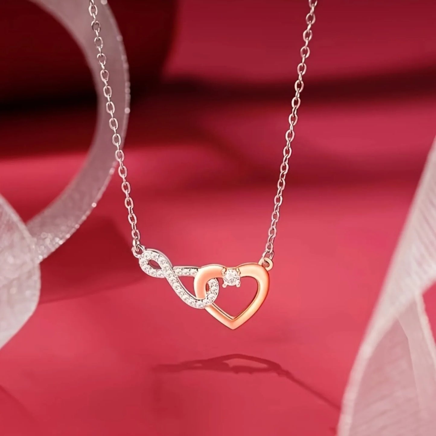 Infinity Heart Pendant Necklace Valentine'S Day Gift With Box