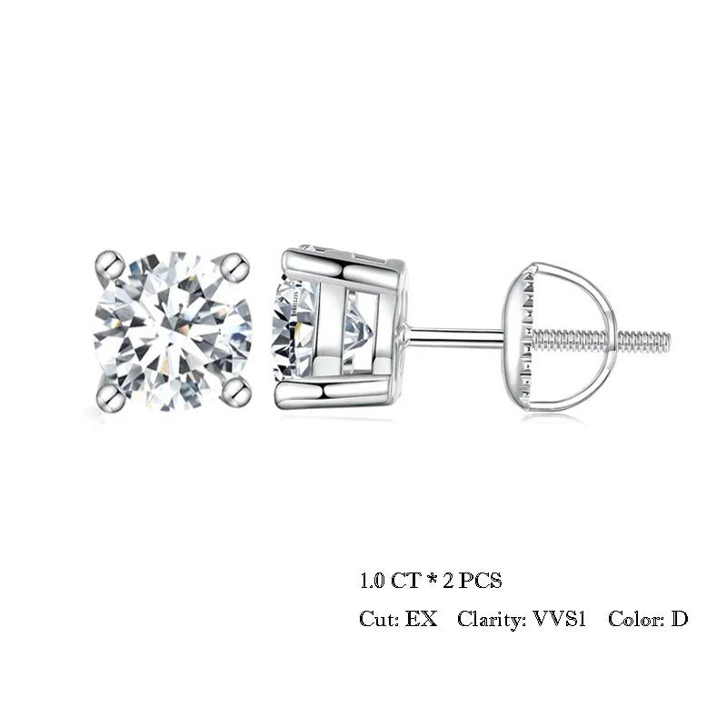Valentines Gifts For Her Moissanite Stud Earrings 925 Sterling Silver Screwback