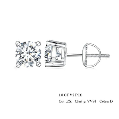 Valentines Gifts For Her Moissanite Stud Earrings 925 Sterling Silver Screwback