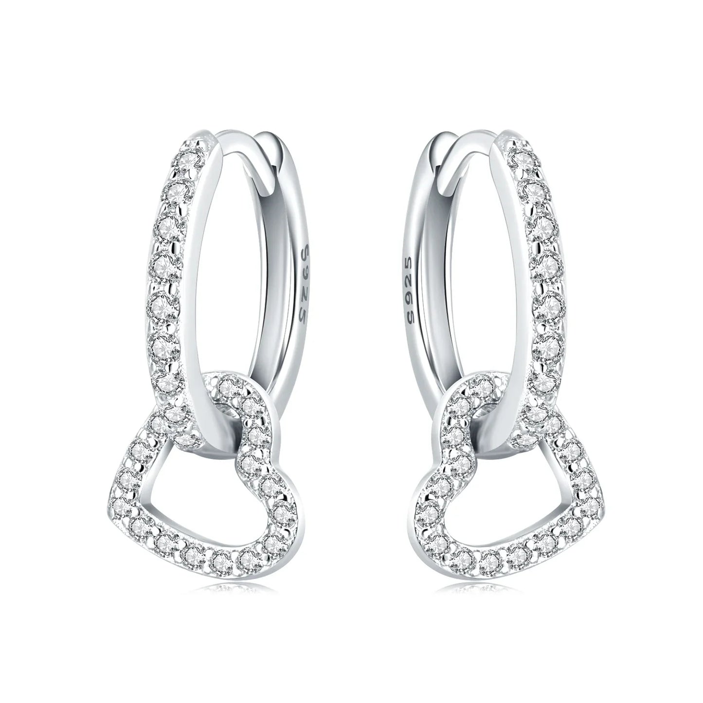 Valentines Gifts For Her 925 Sterling Silver Heart Drop Earrings