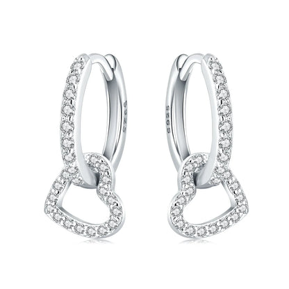 Valentines Gifts For Her 925 Sterling Silver Heart Drop Earrings