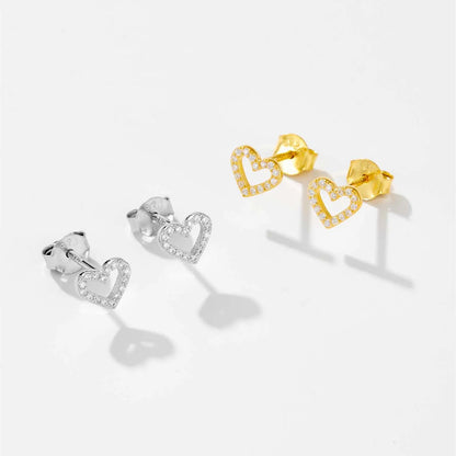 Valentines Gifts For Her 925 Silver Heart Zircon Stud Earrings