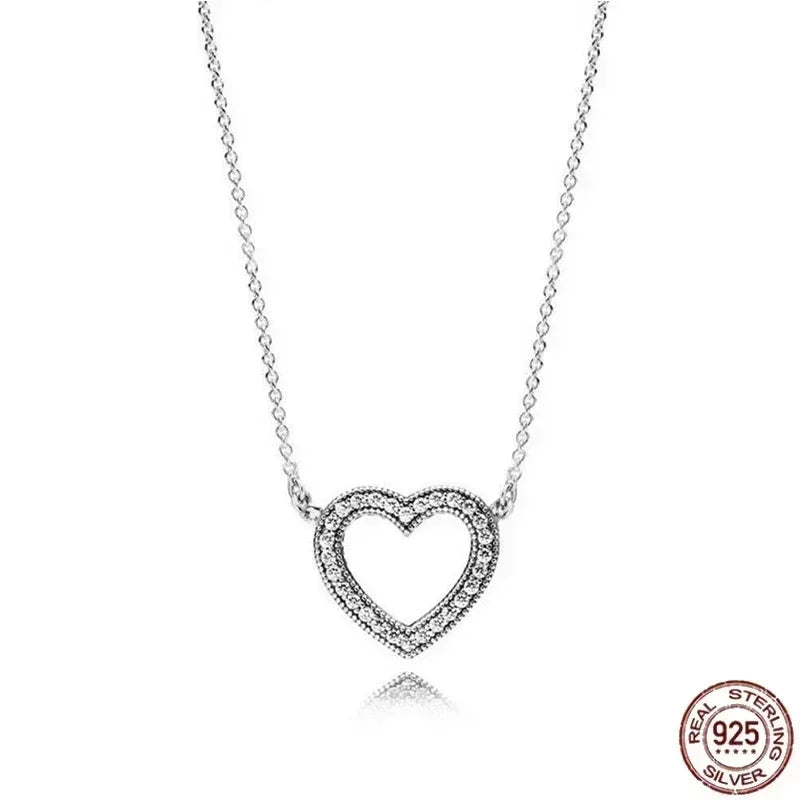 925 Sterling Silver Heart Bowknot Pendant Necklace Valentine'S Day