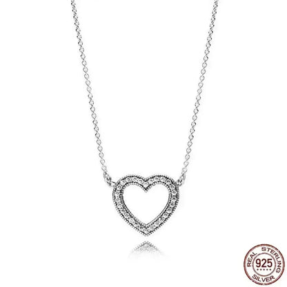 925 Sterling Silver Heart Bowknot Pendant Necklace Valentine'S Day