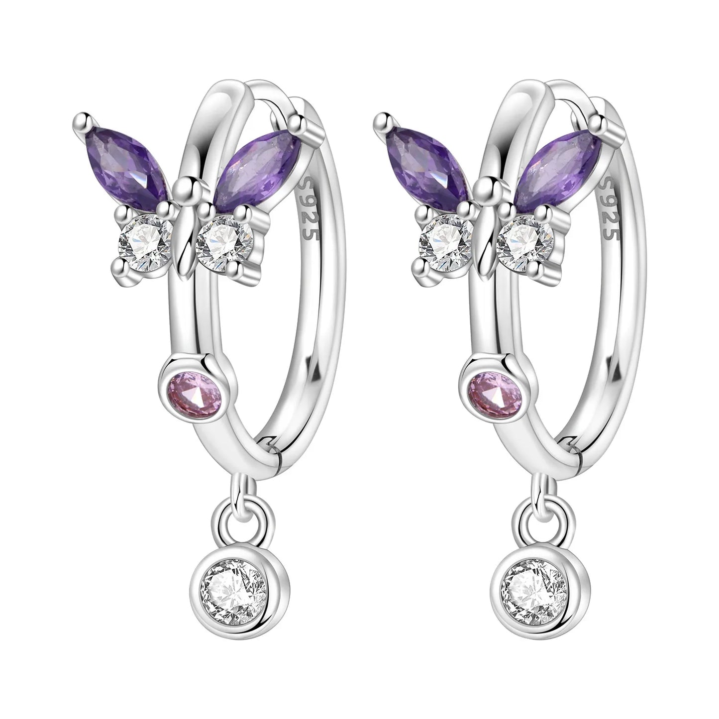 Valentines Gifts For Her 925 Silver Wing Heart Drop Earrings