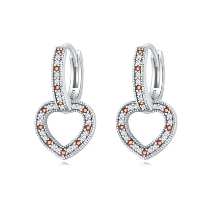 Valentines Gifts For Her 925 Sterling Silver Heart Drop Earrings