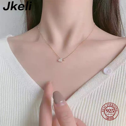 925 Sterling Silver Heart Pendant Box Chain Necklace Valentine'S Day